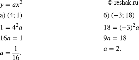 Изображение 441. На рисунке 62 изображён график функции у = ах2. Используя приведённые на рисунке данные, определите...